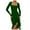 Green, variant on Women's Sexy Ruched Bodycon Midi Dresses Elegant Mesh Long Sleeve Square Neck Ruffle Hem Party Dress (White, S)