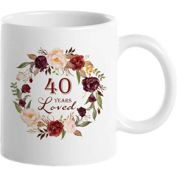 40th Birthday Gifts for Women, Funny 40 Year Old Gift Coffee Mug, 1984 40th Birthday Mugs for Her, Mom, Aunt, Wife, Friend, Grandma, Sister, Colleague - 40 Years Loved, 11 oz Tea Cup