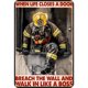 thumbnail image 1 of Placa Metal Vintage Bombero Pintura Hierro Rectangular Artística Pared 20x30cm, 1 of 9