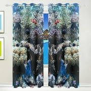 Dreamtimes Coral Reef Underwater Fish Thermal Insulated Blackout Grommet Printed Window Curtain, 84"x55" 100% Polyester for Living Room Home Decoration, 2 Panels, Symmetry