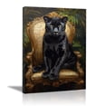 thumbnail image 6 of Mudket Royal Panther Framed Canvas Wall Art, Gold Chair Jungle Animal Wall Art for Men Office, Living Room, Luxury Home Decor, Ready to Hang - 40"L x 28"W, 6 of 8