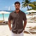 thumbnail image 2 of JoveMarine Mens Short Sleeve Button Down Shirts Breathable Fabric Casual Everyday Comfort Top,Coffee L, 2 of 8