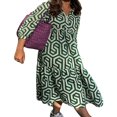 thumbnail image 1 of Robe de Soirée Ample à Imprimé Géométrique pour Femmes à Manches Longues, 1 of 9
