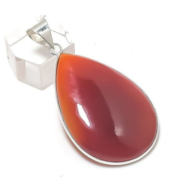 Natural Carnelian Gemstone 925 Sterling Silver Jewelry Pendant 2.17"