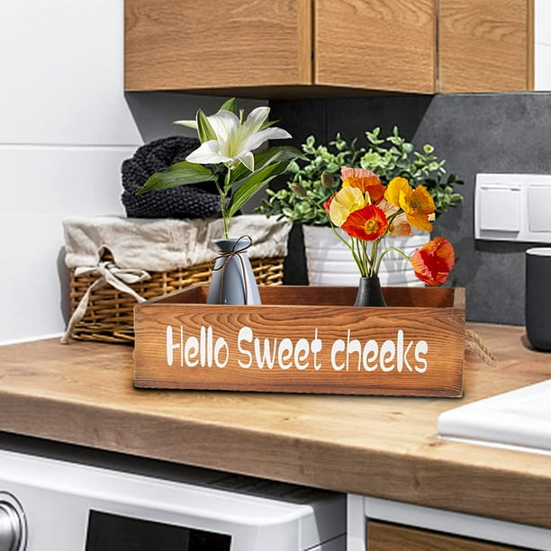 HAEMORE Bathroom Decor Box with Cute Box Sign Farmhouse Rustic Wood