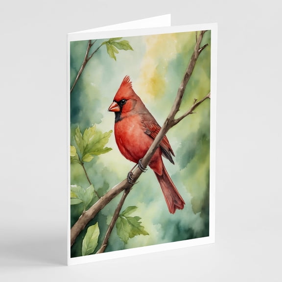 Carolines Treasures DAC7487GCA7P 5 x 7 in. West Virginia Northern CardInal Greeting Cards - Pack of 8
