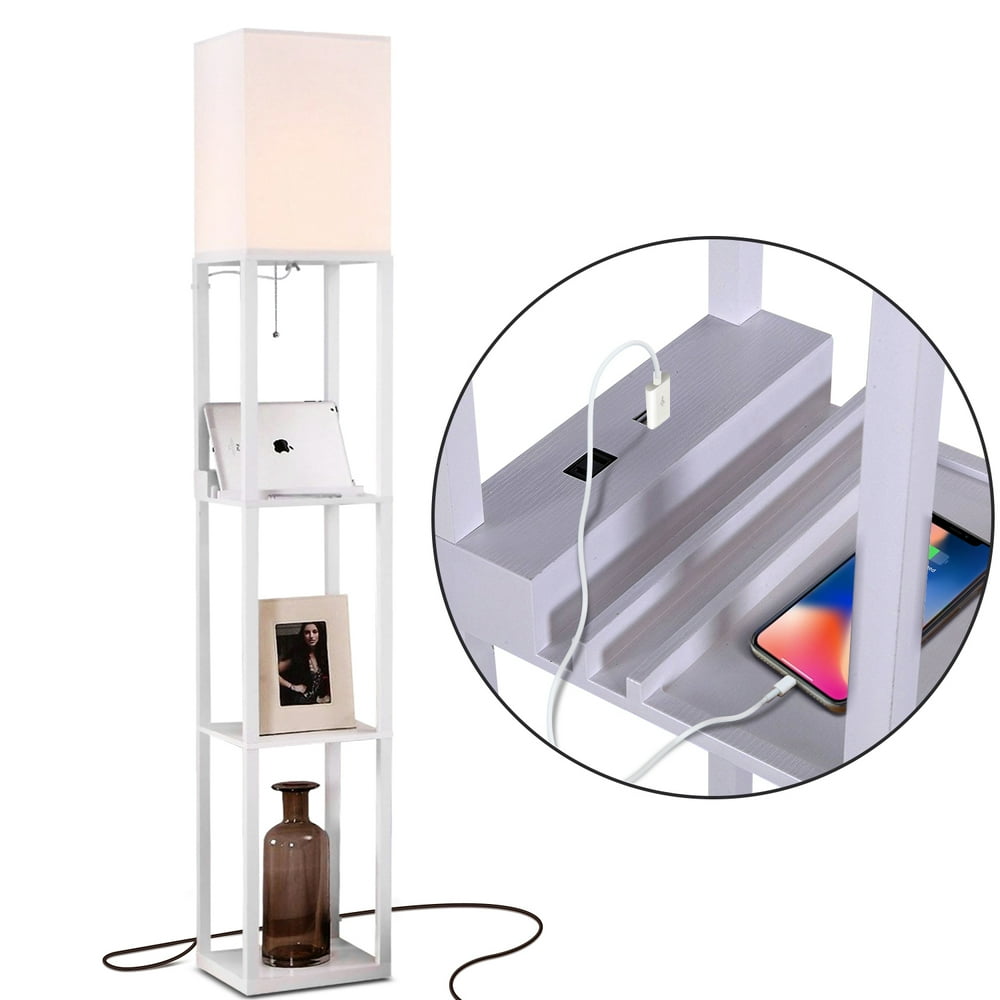 Brightech Maxwell USB LED Shelf Floor Lamp for Living Rooms