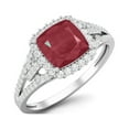 thumbnail image 2 of 3.42 Cts Cushion Shape Ruby Glass Filled 925 Sterling Silver Solitaire With Accent Trio Shank Dainty Valentines Day Gifts Ring, 2 of 3
