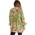 thumbnail image 2 of Sakkas Elvira Women's Loose Long Sleeve Swing Top Tunic Blouse Floral Scoop Neck - 595-Green - S/M, 2 of 5