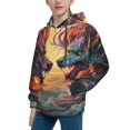 thumbnail image 2 of Kdxio Colorful Wave Dragon Head Pattern Boys Athletic Unisex Boys Girls Hoodie with Pocket Sweatshirts-Medium, 2 of 6