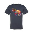 thumbnail image 2 of Wild Bobby, Colorful Walking Good Luck Elephant Animal Lover Men's Graphic T-Shirt, Vintage Heather Navy, 5XL, 2 of 3