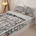 thumbnail image 3 of Castle Fairy Camping Line Art Zipper Full Size Comforter Sets with Fitted Sheet and 2 Pillowcases,Happy Camping Zipper Bedding Set for Bedroom,Black White,4pcs,Grey Reversible, 3 of 6