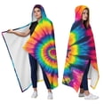 thumbnail image 2 of Wearable Blanket,Colorful Rainbow Tie Dye Spiral Pattern Hooded Wearable Flannel Blanket for Adults & Teens,Winter Poncho Shawl Wrap Cape Cozy Anti-Pill,50"x60", 2 of 5