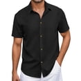 thumbnail image 3 of Mens Dress Shirts Summer Short Sleeve Jacquard Button Down Collared Business Casual Formal Work Shirt, 3 of 6
