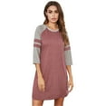 thumbnail image 3 of Women Night Shirts Womens Nightgowns Raglan Striped Short Sleeve Sleepwear Comfy Sleeping Dress S-XXL, 3 of 9