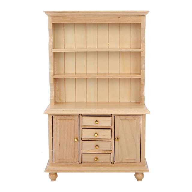 Accesorios para casa de muñecas 1:12, gabinete de madera de tres capas, muebles de simulación (color madera)