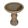 Willwolfer 23.8'in Gray Bird Bath Outdoor Concrete Stand&bowls for
