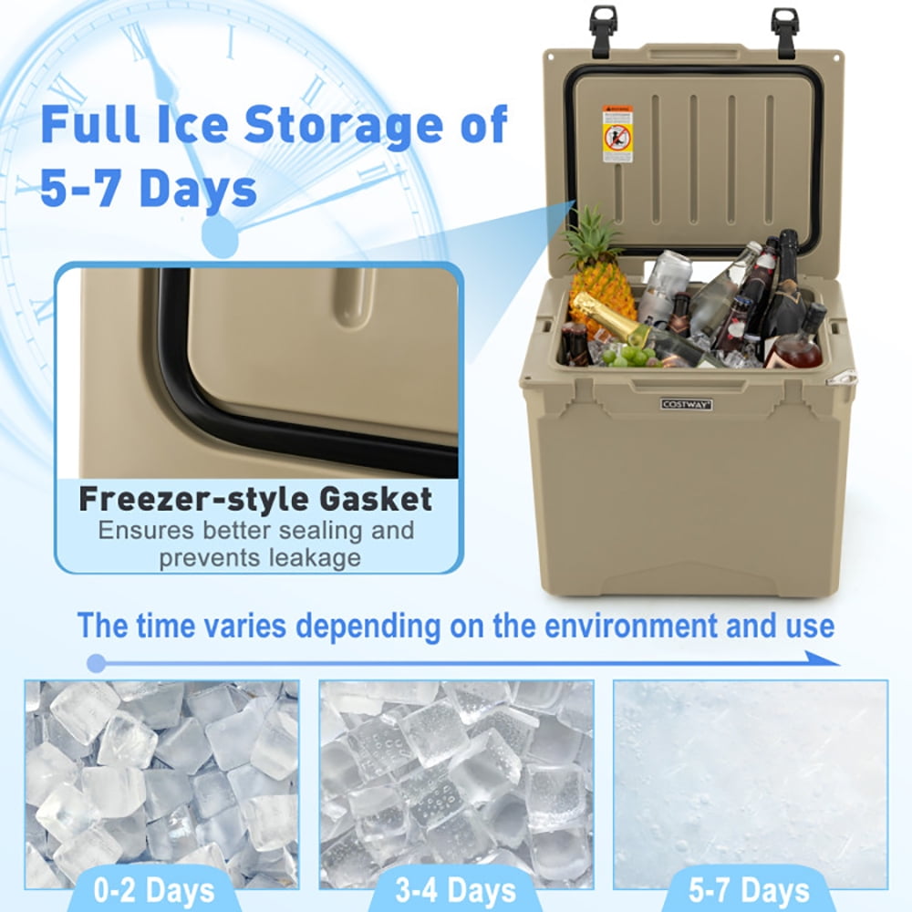 Barara King Car Refrigerator Fridge, Compressor Cooler, 42 Quart Hard Cooler with Wheels and Handle-Tan