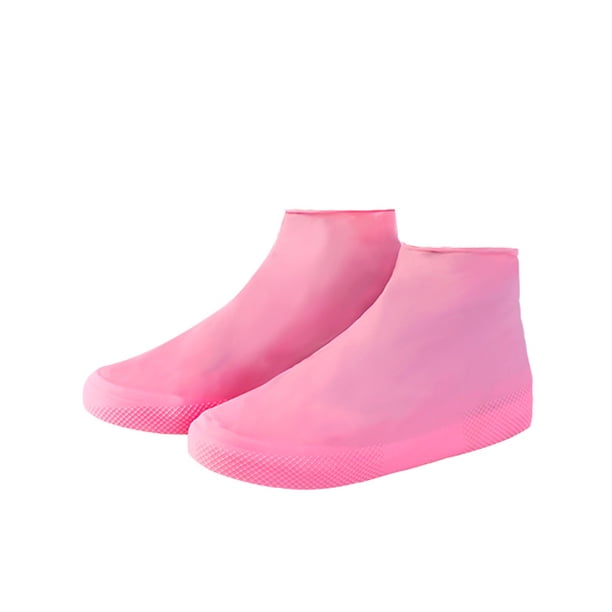 Cubierta de bota de látex elástica desechable impermeable unisex Cubiertas de zapatos antideslizantes para lluvia y nieve - Talla S (rosa)