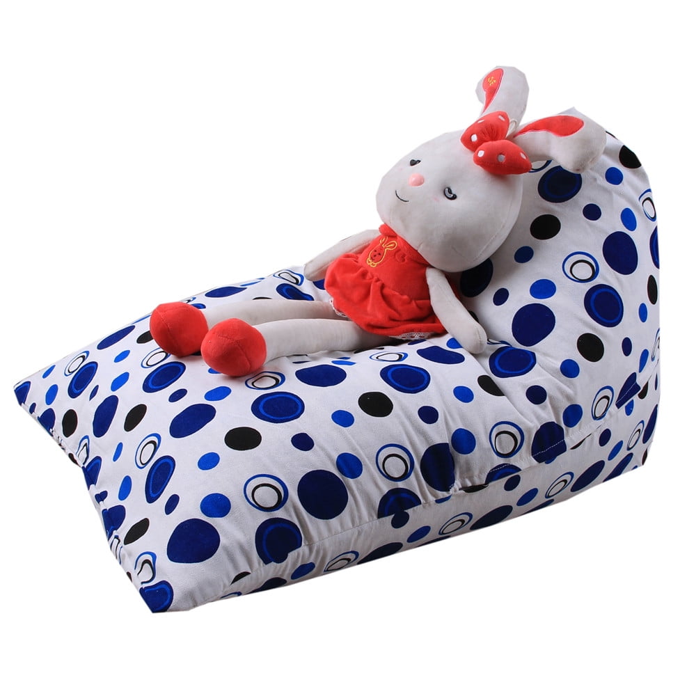 Excellent Kids Stuffed Animal Plush Toy Storage Bean Bag Soft Pouch Stripe Fabric Chair