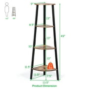 Topbuy 4-Tier Corner Ladder Shelf Industrial Metal Storage Rack Bookcase Display