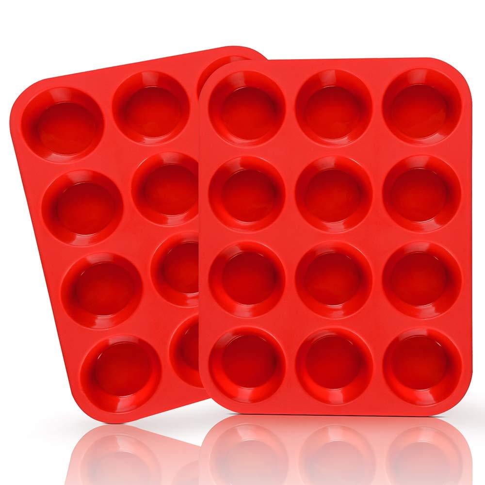 SJ European LFGB Silicone Muffin Pan Set, 2Pack, 12Cup, Large Cupcake