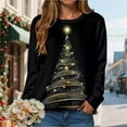 thumbnail image 2 of Kaprioy Womens Cute Christmas Sweatshirts Long Sleeve Tops Pullover Sweatshirts Trendy Christmas Tree Graphic Holiday Crewneck Fall Fashion Clothing Gold, XXL, 2 of 6
