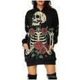 thumbnail image 4 of Women's Halloween long-sleeved 3D aesthetic skull pattern print plus size hoodie sweatshirt dress, 4 of 9