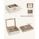 thumbnail image 5 of Caja de Joyas, Caja Joyero de 2 Niveles con Bandeja Extraíble, Estuche de Joyería, con 2 Cajones, Tapa de Cristal, Regalo Ideal, Estilo Moderno, Blanco Nube y Dorado Metálico, 5 of 6