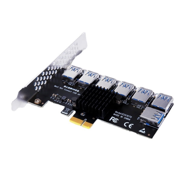 PCIE 1 a 7 EUX1070 PCI-E 1x 1 a 7 Riser Card para BTC Mining PCI Desktop PCI-E Extender Hugtrwg Para estrenar