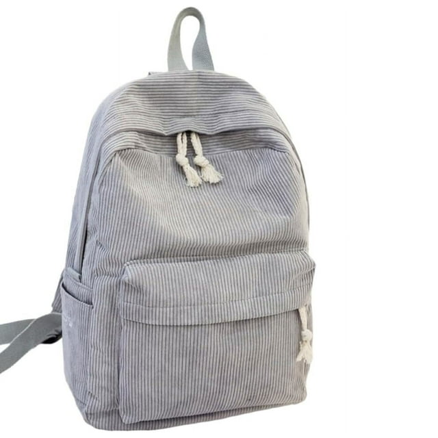 Mochila bonita, bolso de pana esponjoso estético, estuche para lápices con sonrisa, estuche para bolígrafos (gris, mochila), pana de alta calidad, suave y cómoda