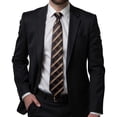 thumbnail image 3 of Hi-Tie Men Brown Plaid Ties and Pocket Square Sets Silk Business Checkered Necktie with Handkerchief Cufflinks Formal Wedding, 3 of 7