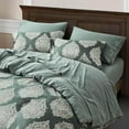 thumbnail image 6 of Chezmoi Collection Juliette 7-Piece Bed in a Bag Comforter Set California King - Luxury Medallion Jacquard Comforter Set with Sheets for All Seasons, Gray Green Smoke, 6 of 9