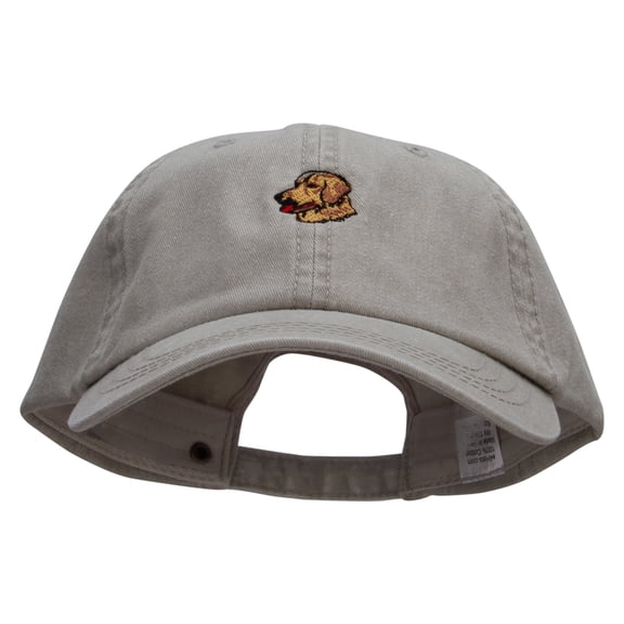 Golden Retriever Embroidered Big Size Washed Pigment Dyed Cap - Stone XL-3XL