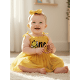 thumbnail image 4 of BemeyourBBs Baby Girl Bee Tulle Romper Dress 1st Birthday Outfits One Years Old Birthday Summer Clothes Cute Bee Embroidery Sleeveless Smocked Tutu Dress Headband, 4 of 9