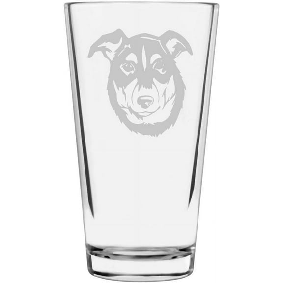 New Zealand Heading Dog Themed Etched All Purpose 16oz Libbey Pint Glass