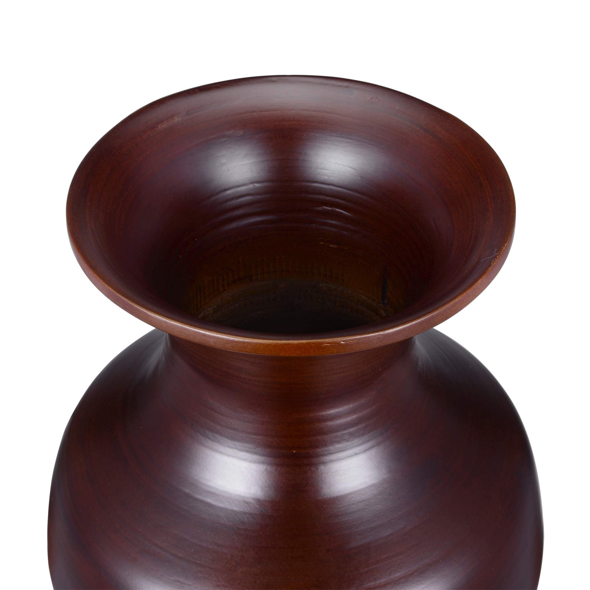 Villacera Handcrafted 14? Tall Brown Bamboo Vase , Decorative Glazed Urn Vase for Silk Plants, Flowers, Filler Decor , Sustainable Bamboo