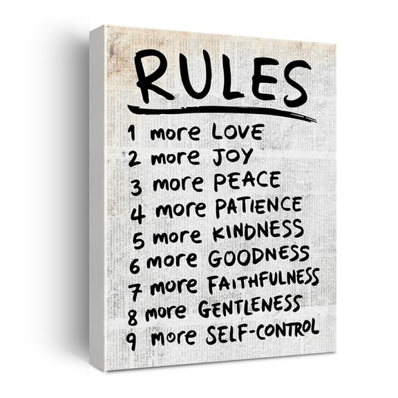 Retro Inspirational Rule Wall Art  poster Decor Mental Health Self Help Canvas Painting Motivational Positive Gifts for Women Men Home Living Room Bedroom Decor Canvas Painting