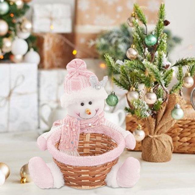 Cesta tejida,Adornos navideños con forma de cesta de dulces,Decoración navideña con cestas tejidas para fiestas,Contenedor de dulces multifunción fácil de usar,Decoración de mesa Lindo y