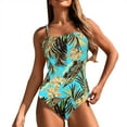 thumbnail image 2 of QUNYINEY Square Neck Women's One-Piece Swimsuits Hawaiian Standard Straps Bathing Suit High Waisted Tummy Control Swimwear, 2 of 6