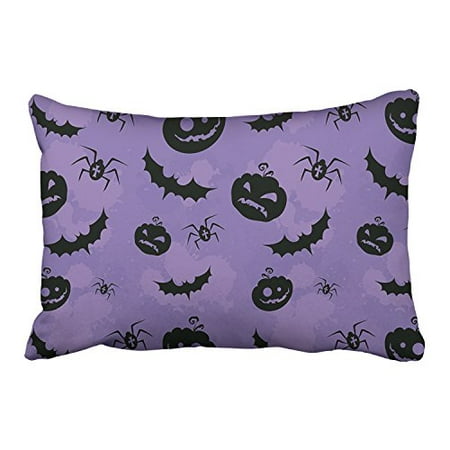WinHome Happy Halloween Black Pumpkins And Bats And Spiders Pattern Purple Decorative Pillowcases With Hidden Zipper Decor Cushion Covers Two Side 20x30 inches