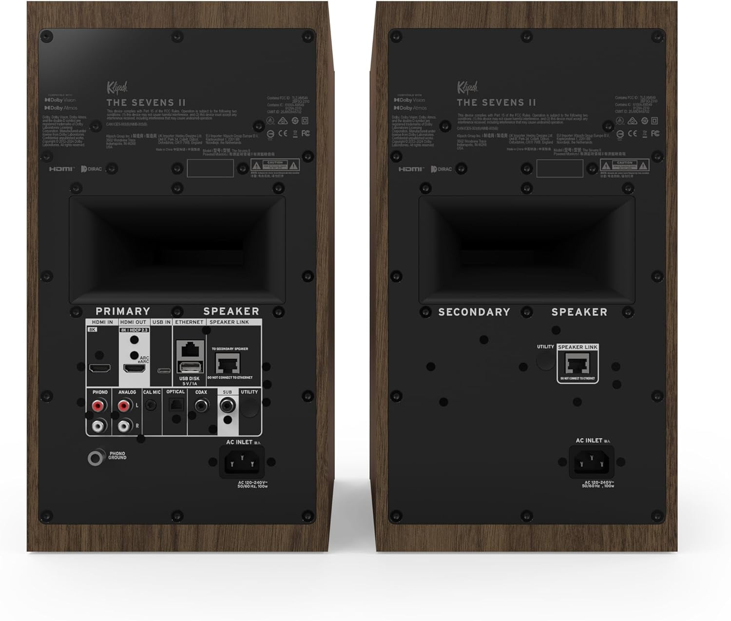 Klipsch THE-SEVENS-II-WALNUT 6.5" Dolby Atmos Powered Speaker Pair - Walnut (2026)