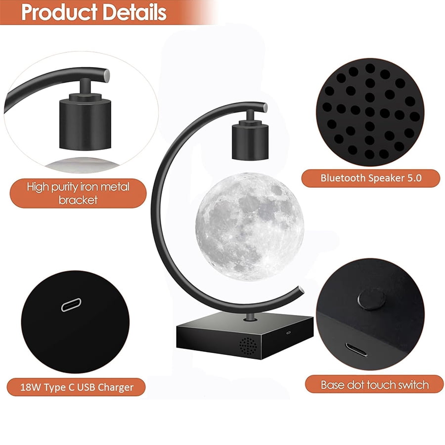 Floating Moon Night Light - 3D Magnetic Levitating Lamp Room Decor