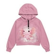 thumbnail image 5 of Xixirimido Pink Axolotl Printed Girls Half Zip Sweatshirt Hooded Pullover for Teen Long Sleeve Hoodie Crop Tops with Pocket Fall Winter Clothes Size 11-12, 5 of 7