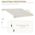 thumbnail image 4 of Miekor 12' x 10' Retractable Awning Patio Awnings Sun Shade Shelter with Manual Crank Handle, 280g/m² UV & Water-Resistant Fabric and Aluminum Frame for Deck, Balcony, Yard, Beige and White 0941, 4 of 10