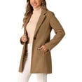 thumbnail image 4 of INSPIRE CHIC Women's Classic Notched Lapel Long Sleeves Long Overcoat L Camel, 4 of 6