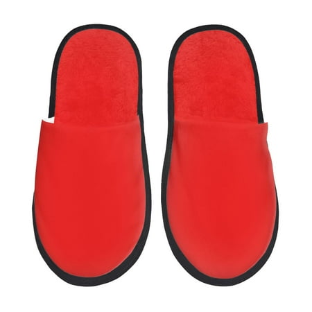 Balery Red Slient Indoor Furry Fleece Comfort House Shoes Soft Non-Slip Home Shoes Cotton slippers House Slippers-- Medium