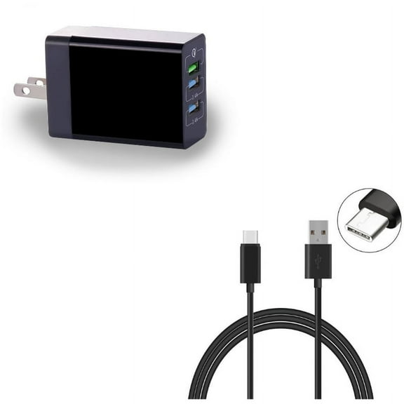 10ft USB Cable   Home Charger for Samsung Galaxy Z Fold4/Fold 3 5G/Flip4 Phones - Type-C Charger Cord Power Wire and  34W 6.8Amp 3-Port USB One Fast Port Combo