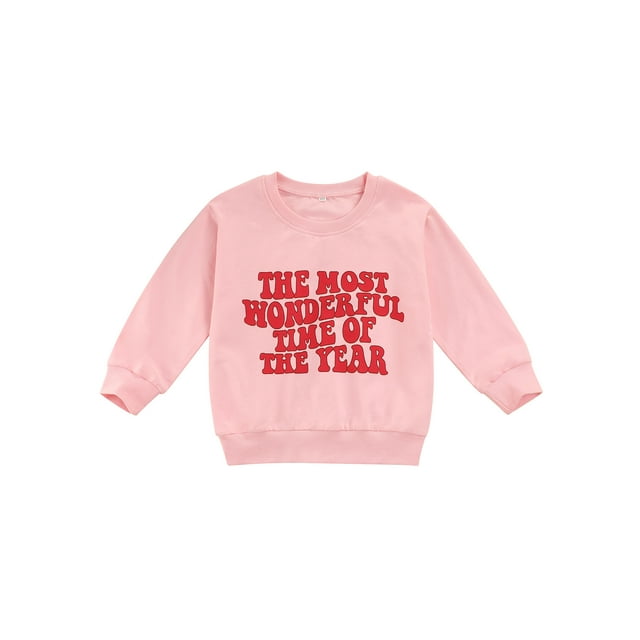 Diconna Children?s Christmas Letter Print Round Neck Long Sleeve Sweatshirt