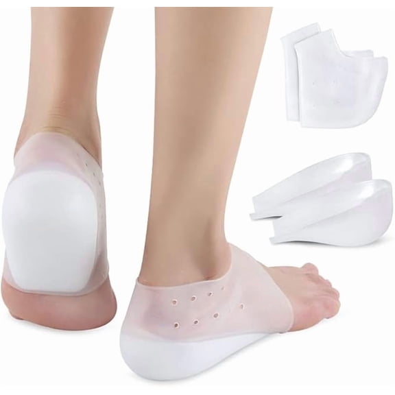 2PCS Invisible Height Increase Elevators Heels Cushion Insole - Heal Dry Cracked Heels & Protector, Arch & Men’s Size Support, White, 2.5 cm